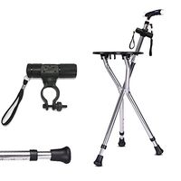 Folding Cane seat,Cane Stool Old People Light Aluminum Alloy Help-Step Device Anti-skidding Walking Stick-with Light-B