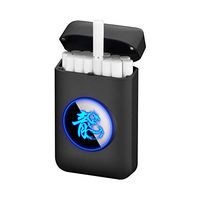 Cigarette Case King Size Cigarettes Box Full Pack 20pcs Regular Size Cigarettes Portable (Black-Dragon)