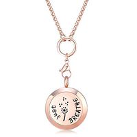 Mesinya Rose Gold Color Just Breathe Aromatherapy / Essential Oils surgical S.Steel Diffuser Locket pendant Necklace (32inch chain)