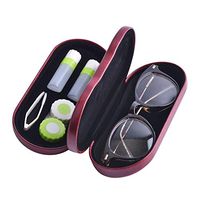 HEALIFTY 2-in-1 Eyeglass Contact Lens Storage Box Double Layer Portable Myopic Lens Box for Travel (Red)