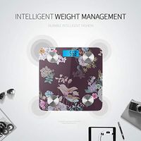 Bluetooth Body Fat Scale Handpainted Purple Dahlias Lilies Hydrangeas Leaves Smart Wireless Scale with LCD Display Measuring Body Weight Bmi and Health Digital Scale