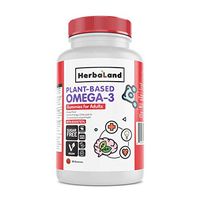 Vegan Omega-3 Supplement by Herbaland - Plant-Based Sugar-Free Vitamin Gummies for Brain and Vascular Health - Flaxseed Oil - Orange Flavor - 90 Gummies