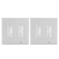 HONGYE 2-Pack Dual Gang Brush Wall Plate, Cable Pass Through Insert Switch Device Mount Decorative Wall Plate for Home Installations HDTV HDMI Home Theater Systems (White)