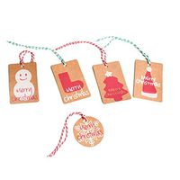 STOBOK 100pcs Christmas Paper Tags Crafts Hanging Label Gift Decoration DIY Accessories for Xmas New Year(Mixed)