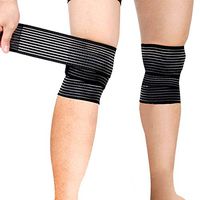 Sports Knee Wraps (Pair) Weight Lifting, Gym Workout, Cross Training WODs,Fitness & Powerlifting - Knee Straps Squats - Compression & Elastic Support (Black)