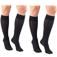 Truform Women's Fit Compression Socks, Cable Knit Pattern, 15-20 mmHg, Navy, Large (Pack of 2)