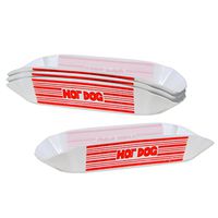 Club Pack of 48 Circus Themed Red and White Plastic Hot Dog Holders 8"