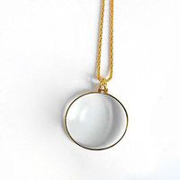 Edelehu Handheld Magnifier Classic Magnifier Glass Convex Lens Old Man Reading Glasses 6X Lady Necklace Magnifier Gold Color Pendant Width 42Mm Necklace 900Mm