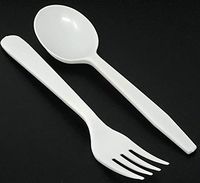 MAUI Plastic Forks And Spoons- Heavy Duty Disposable 100 Forks & 100 deep wide Soup Spoons(Set of 200 Total) - Strong Heavyweight Easy to Open Set - Good For Gathering & Parties Hard To Break