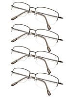 Spring Hinges Half-rim Reading Glasses 4-pack Gunmetal +1.25