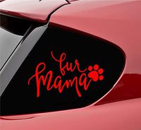 Slap-Art Fur Mama Pawprint Vinyl Decal Sticker (Red)