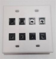 CERTICABLE CUSTOM WHITE DOUBLE GANG WALL PLATE- CCTV VIDEO SECURITY CAMERA FACE PLATE 2.1mm POWER 12V 24V FEMALE