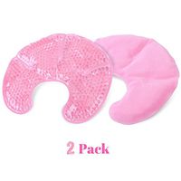 Hot Cold Breast Gel Bead Ice Pack (2 Pack) by FOMI Care | Nursing Pain Relief for Mastitis, Engorgement, Swelling | Fabric Backing for Ultimate Comfort | Reusable, Freezable, Microwavable (Pink)