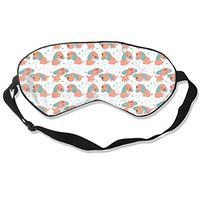 100% Silk Sleep Mask Eye Mask Cute Pink Dog Pattern Soft Eyeshade Blindfold with Adjustable Strap for Sleeping Travel Work Naps Blocks Light