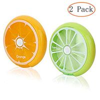 Weekly Pill Organizer, Qtopun 7 Compartments Pill Box BPA Free Travel 7 Day Pill Case Press to Release Case for Vitamins, Cod Liver Oil, Supplements and Medication-2 Pack