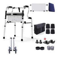 Professional Walker Medical Care Elderly Walking Aid with Sitting Board and Wheels for Seniors, Handicap, Fracture Disabled, Max 180 Kg