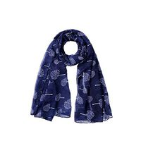 Theoylos Women's Lightweight Floral Print Scarves Mixture Chiffon Scarf Ladies Soft Comfort Shawl Scarf Navy