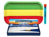 Bundle - 3 Items - Elements Pre Rolled Cones - King Size - 40 Pack with Rolling Paper Depot Rolling Tray (Rasta) and KewlTube