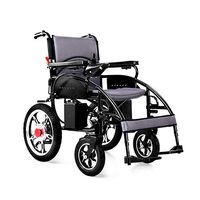 ZQZ Electric Wheelchair, Disabled Elderly Four-Wheel Care Folding Lightweight Smart Wheelchair, Load 150kg, EABS Brake System (#) (Color : Lead-Acid Batteries 12A)