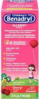 Benadryl Allergy Liquid Cherry for Children 4 oz (4 Pack)