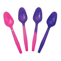 Crazy Color Changing Plastic Spoons - Pink to Purple When Cold - Colorful & Beautiful Birthday Party Spoons - Frozen Dessert Supplies - Made in USA! 100 Count