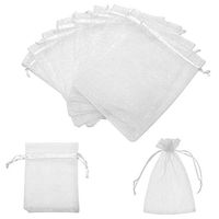 5x7 Inches Organza Bags 100Pcs Drawstring Jewelry Gift Bags Mesh Pouches for Wedding Party Favors Christmas Gifts Candy Bags, White
