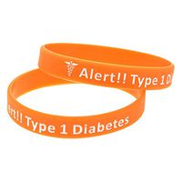 Type 1 Diabetes Diabetic Bracelet Insulin Dependent Medical Alert - Various Colors (Orange)
