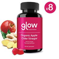 Glow Apple Cider Vinegar Gummies - 8 Pack - Unfiltered Organic ACV w/Ginger Root Extract | Support Metabolic & Digestive Functions for Slimmer Feeling, Increased Energy, Detox & Cleanse - 480 Count