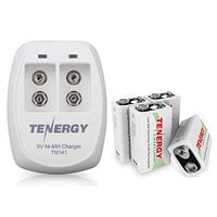 Tenergy TN141 2 Bay 9V Smart Charger with 4 pcs Centura Low Self-Discharge 9V NiMH Rechargeable Batteries