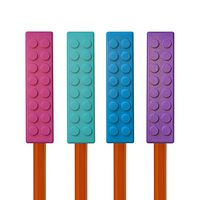 Munchables Chewable Sensory Pencil Toppers - Set of 4 Chew Blockz (Pink/Aqua/Blue/Purple)