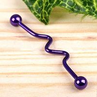 14G Steel Wave Shape Industrial Bar Scaffold Ear Barbell Stud Ring Body PIERCING Best Beauty Jewerly Accessory Trendy Unique Creative | Colors - Purple