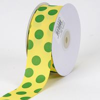 BBCrafts Canary with Emerald Dots Grosgrain Ribbon Jumbo Dots 1-1/2 inch 25 Yards