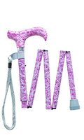 Handbag Size Pink Roses Folding Cane