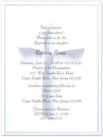 Periwinkle Ribbon Cross Baptism Christening Invitations - Set of 20