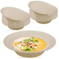Elegant Disposable Plastic Bowls 180 Pcs - 5oz Heavyweight Fancy Flared Ivory Soup Bowls – Reusable Bulk Party Dessert Cereal Salad Bowls For Wedding, Christmas, Thanksgiving, Birthday & All Occasions