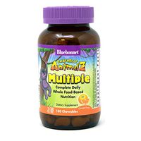 Bluebonnet Nutrition Rainforest Animalz Whole Food Based Multiple Chewable Tablet, Kids Multivitamin & Mineral, Vitamin C, D3, Iron, Gluten Free, Milk Free, Kosher, 180 Chewable Tablets, Orange Flavor