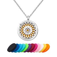 CLY Jewelry Essential Oil Diffuser Necklace Locket Pendant Lovely Sunflowers Busy Bee Summer Yellow Flowers with Refill Pads Ideal Gift for Women Girl Mom Graduation Birthday Mother's Day Christmas
