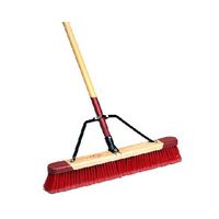 Harper Brush 3024A 24" Fine / Medium Debris Pushbroom w/Handle - Fine with 2 Center Rows of Steel Wire