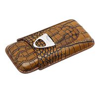 Redmoon0204 Portable Travel Leather Cigar humidor, Crocodile Imitation Leather 3 Tube Cigar Suitcase Retainer Cigar humidor