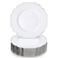 20 Premium Reusable Plastic Appetizer Plates | Baroque - White | 8.5"