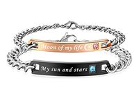 LOVE Beauties His & Hers Matching Set Stainless Steel My Sun and Stars Moon of My Life Couple Bracelet in a Gift Box (A Pair)