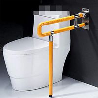 QTMHT Folding Toilet Handle with Leg, R Shape Safety Frame Rail Shower Grab Bar Stainless Steel ABS Accessible Bathroom