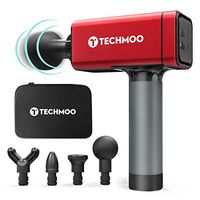 Massage Gun Portable Massage Gun Quietes Device Deep Muscle Fascia Tissue Massage Gun with Carry Case 4 Speed Levels Settings 4 Heads for Activities Lovers Professional Muscle Relieves Red