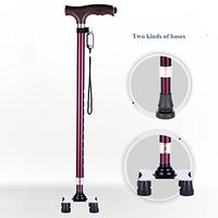 HXZXH Adjustable Quad Cane Lightweight Walking Canes Walking Stick for Men and Women Hand Crutch with T Handle Crutches with LED Light Fashionable Sturdy Stable Wine Red