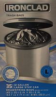 Ironclad Drawstring Large Step Can Trash Bags (12 Gal / 45L) Size L, 40 Count