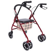 LTLHXM Walking Frame Lightweight Aluminium Rollator with Padded Seat and Carry Bag Height Adjustable Handles Back Support Folds for Storage Walker Aid Handicapped and Disabled Users