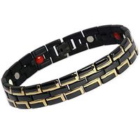 Novoa Quad-Element Gloss Black Stainless Steel Magnetic Bracelet with Gold Accents - 12,800 Gauss B072JD
