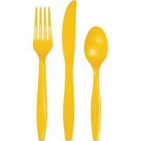 Creative Converting 010425 Assortment Plastic Cutlery, School Bus Yellow