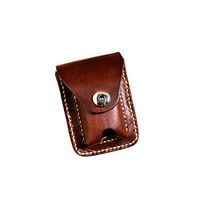 Handmade Sewing Genuine Leather Cigarette Case Lighter Holder Combo Bag Pack Cases Small Fanny Pack (Brown)
