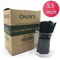Biodegradable Short Paper Straws 5.5 inch - 500 ct. Black Paper Drinking Straws, Sip Stirrers for Cocktail, Coffee and Short Drinks, FDA approved, by CHUN'S STORE